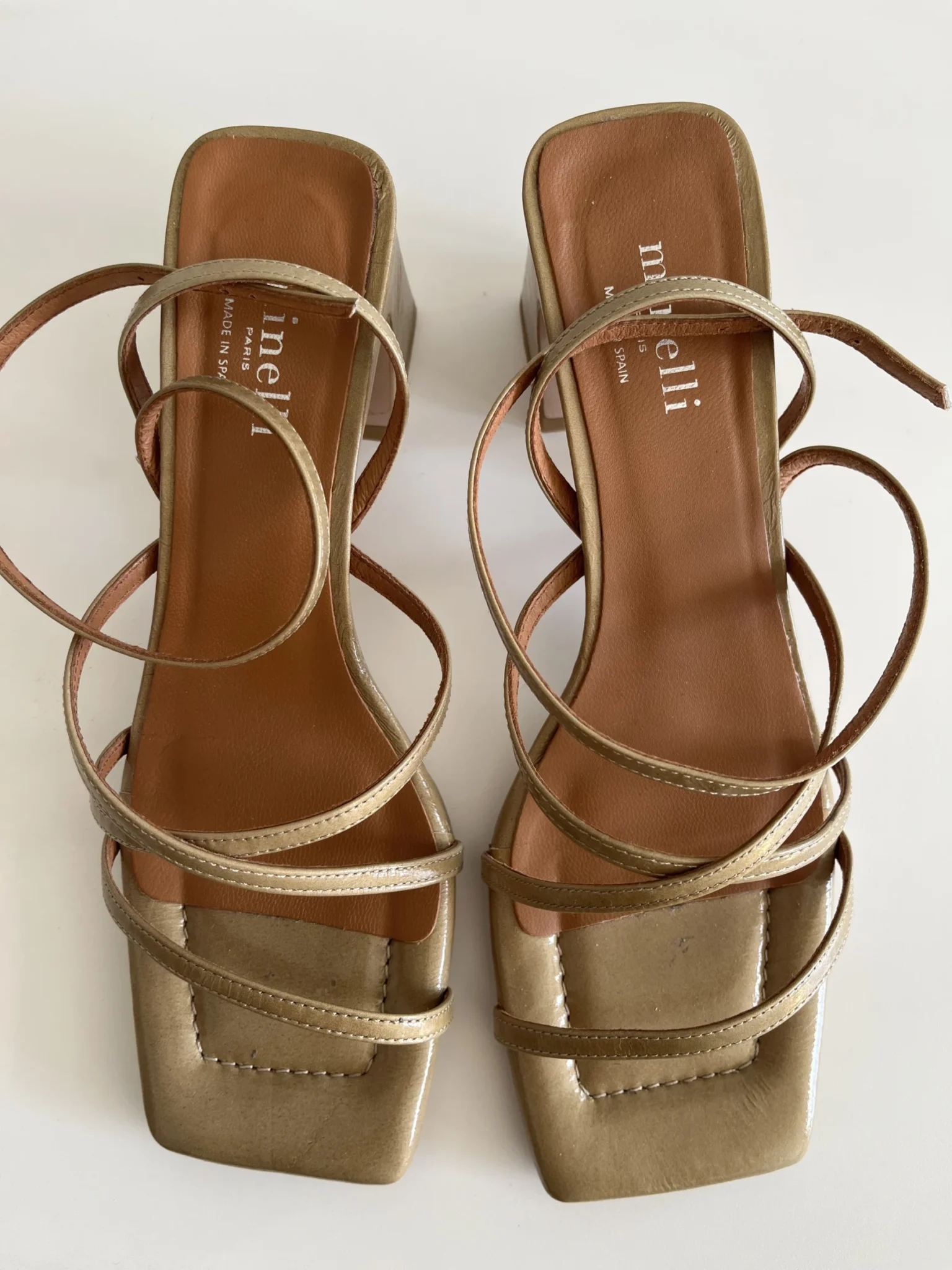 Image for Minelli sandals size 39 khaki brown leather excellent condition