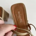 Thumbnail for Minelli sandals size 39 khaki brown leather excellent condition