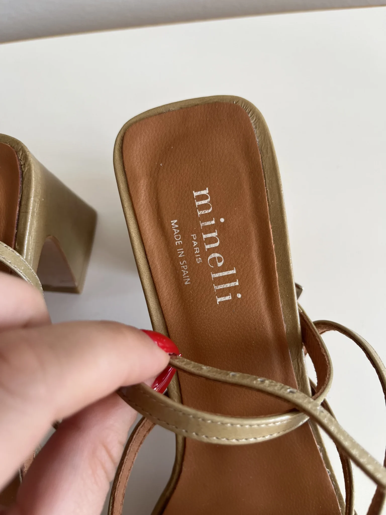 Image for Minelli sandals size 39 khaki brown leather excellent condition