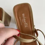 Thumbnail for Minelli sandals size 39 khaki brown leather excellent condition