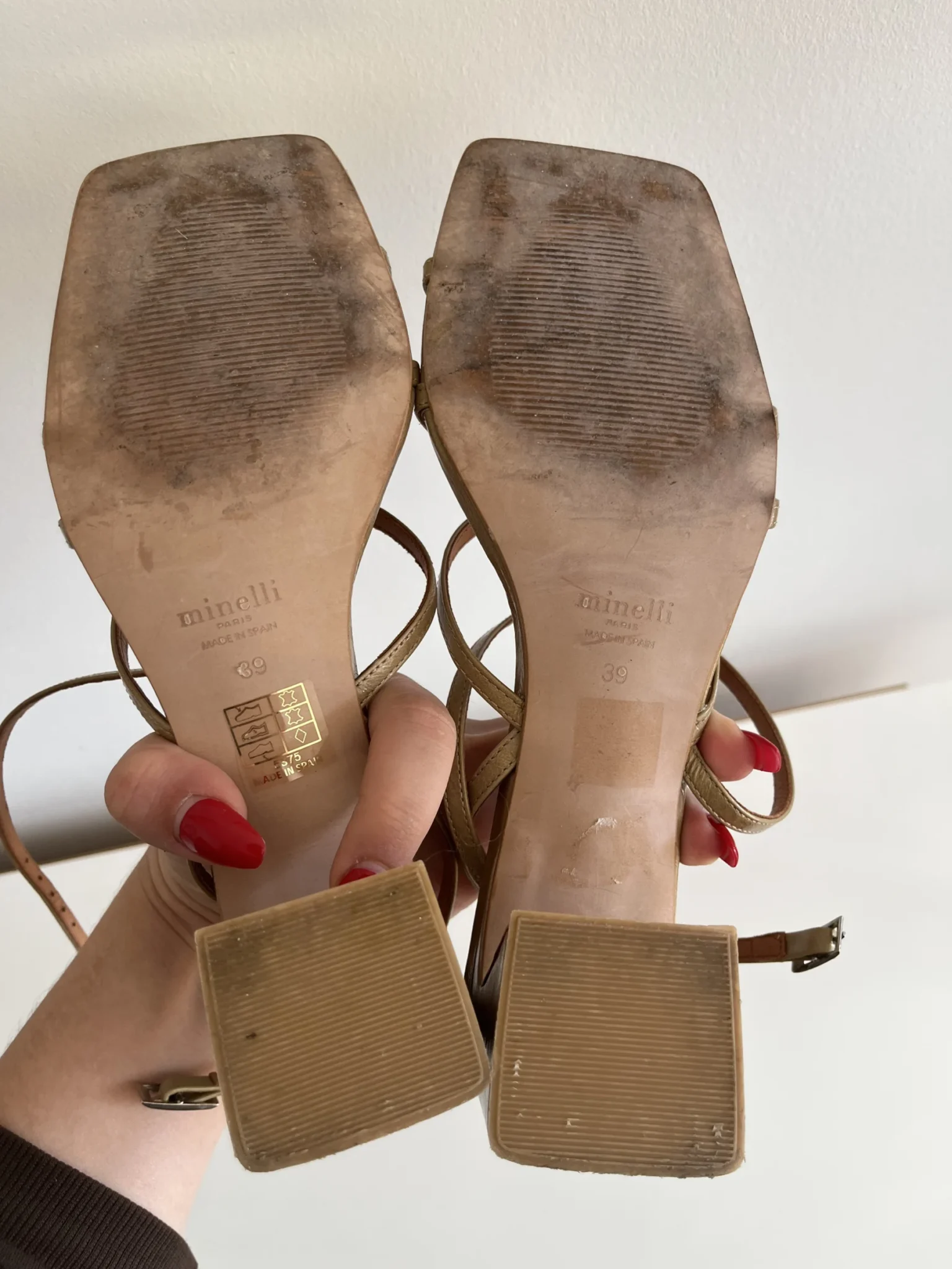 Image for Minelli sandals size 39 khaki brown leather excellent condition
