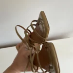 Thumbnail for Minelli sandals size 39 khaki brown leather excellent condition