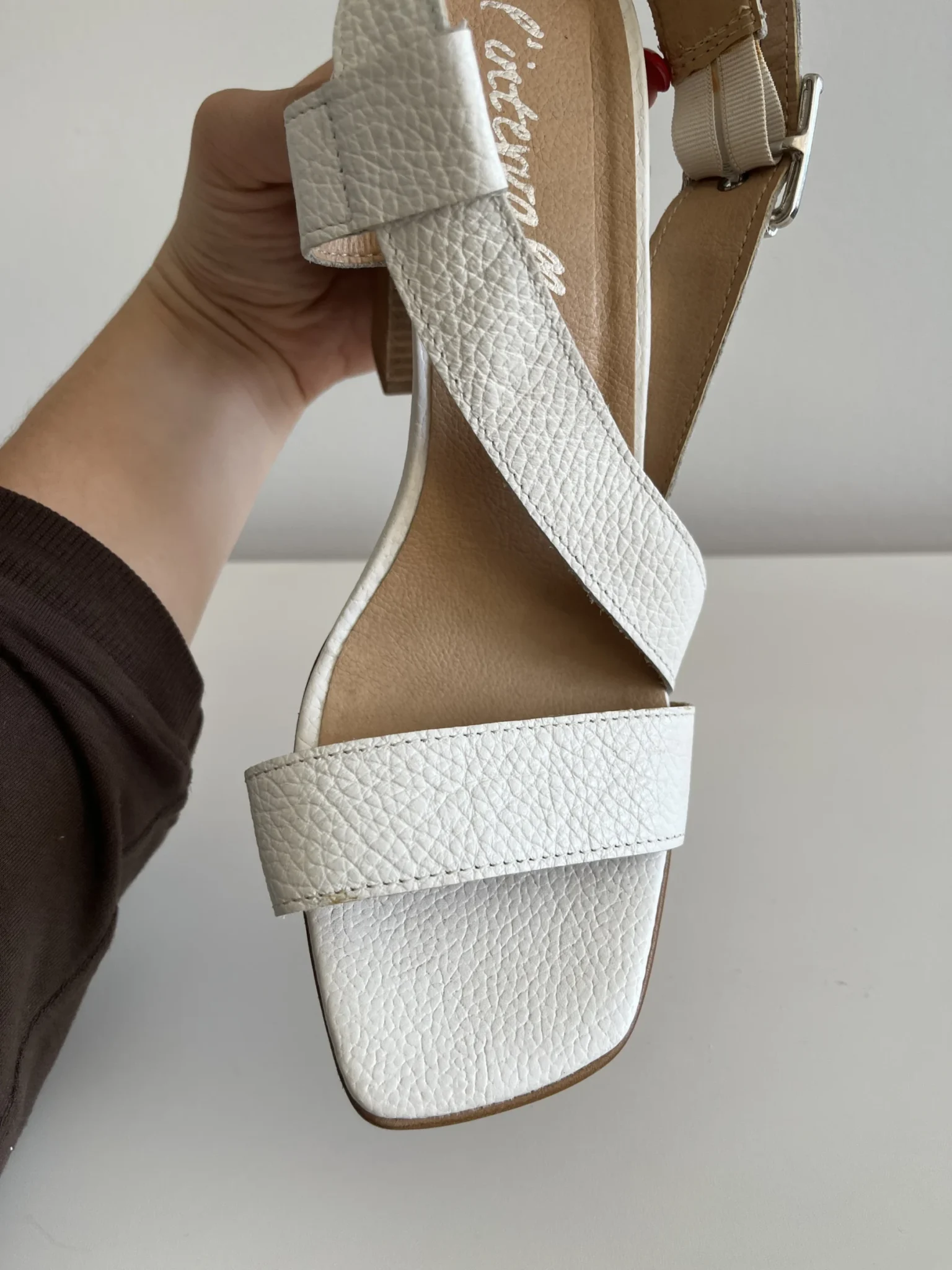 Image for Intervalle sandals size 40 off-white with wooden heels
