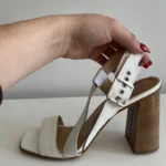 Thumbnail for Intervalle sandals size 40 off-white with wooden heels