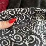 Thumbnail for Zara black patterned maxi dress size M in cotton with wide sleeves