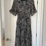Thumbnail for Zara black patterned maxi dress size M in cotton with wide sleeves