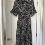 Thumbnail for Zara black patterned maxi dress size M in cotton with wide sleeves