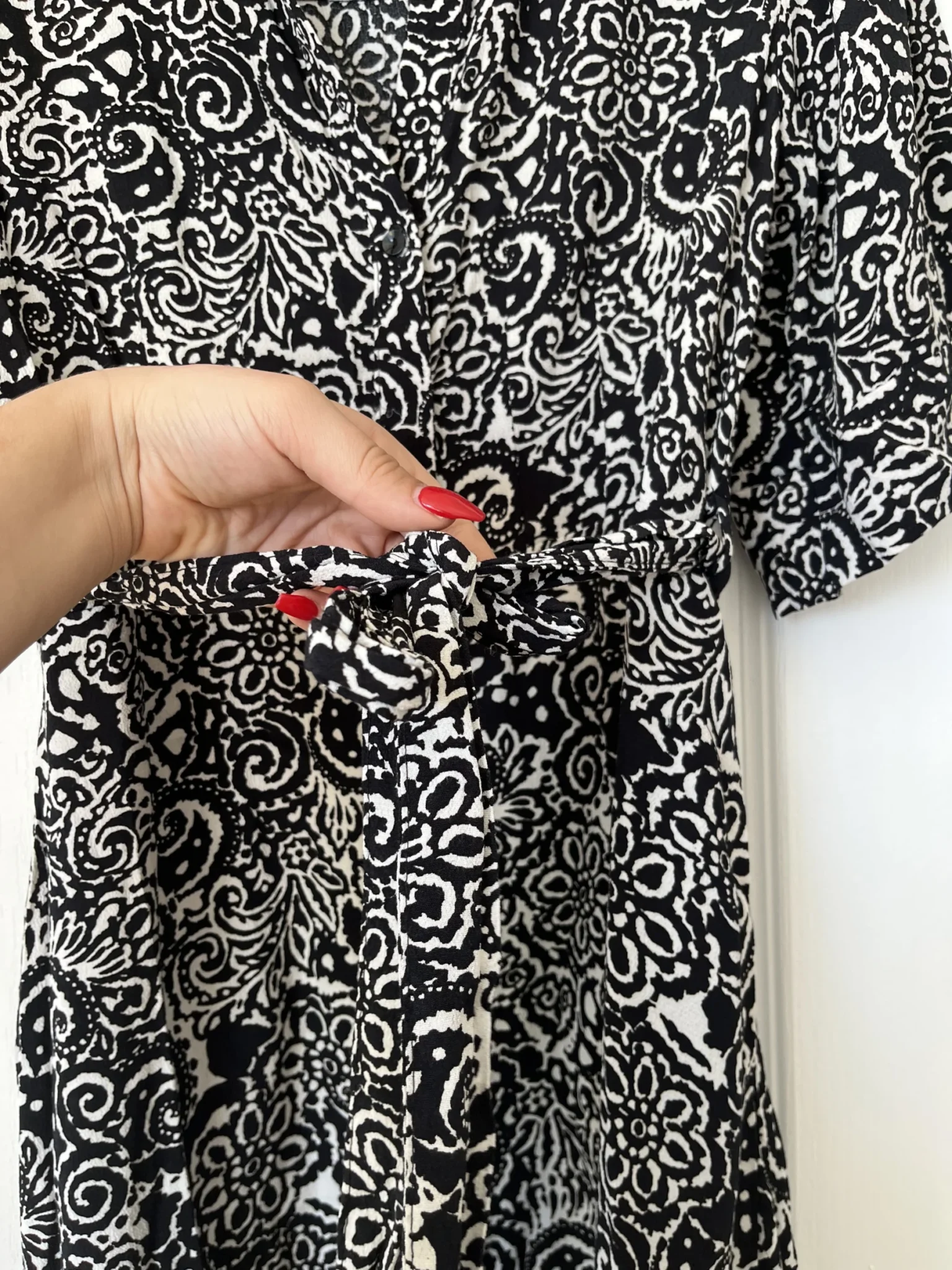 Image for Zara black patterned maxi dress size M in cotton with wide sleeves