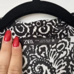 Thumbnail for Zara black patterned maxi dress size M in cotton with wide sleeves