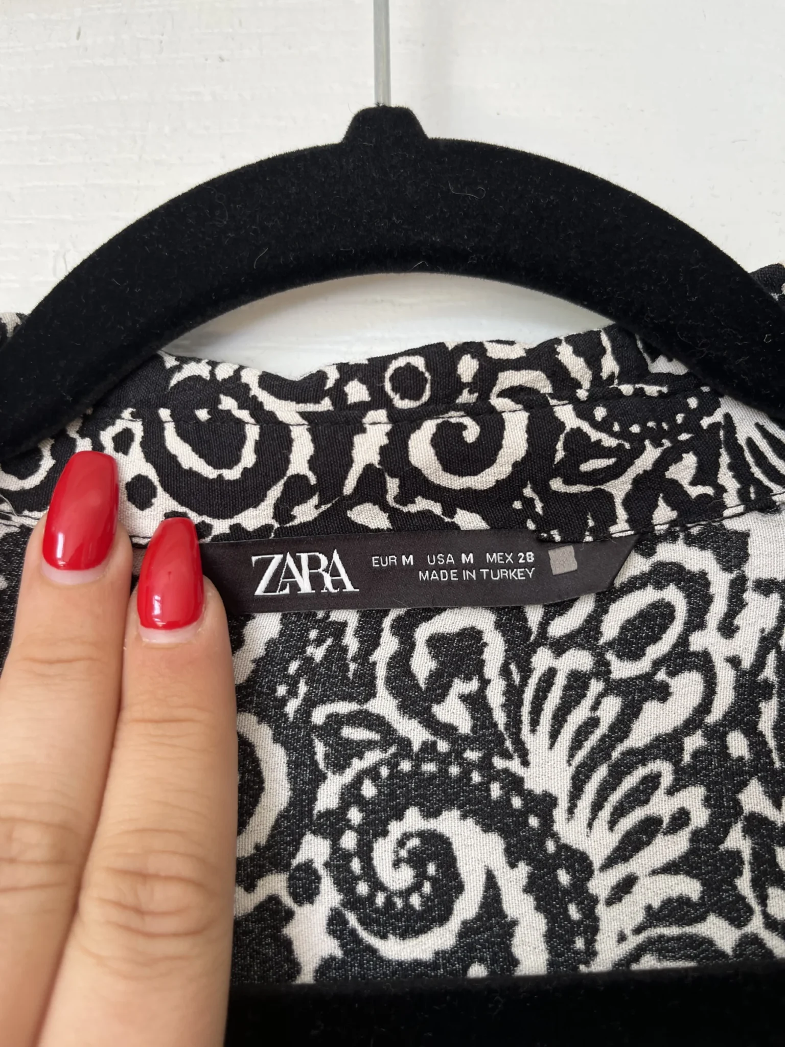 Image for Zara black patterned maxi dress size M in cotton with wide sleeves