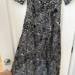 Thumbnail for Zara black patterned maxi dress size M in cotton with wide sleeves