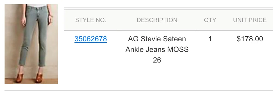 Image for AG Stevie Ankle Jeans 26