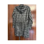 Thumbnail for Manteau imperméable Columbia noir et blanc à carreaux  – style trench ceinturé femme M