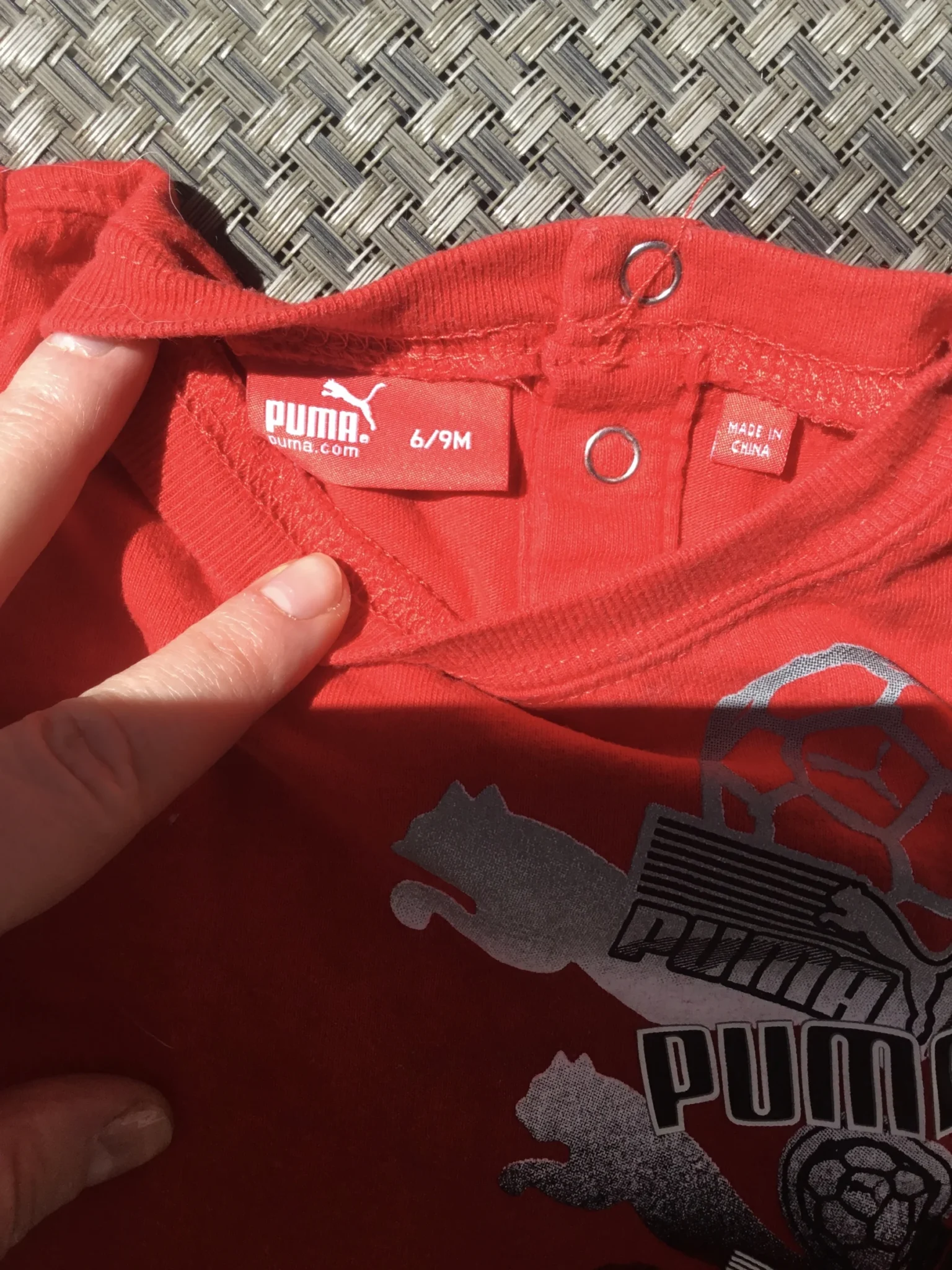 Image for Tee shirt rouge puma bébé unisexe, 6 - 9 mois fait petit