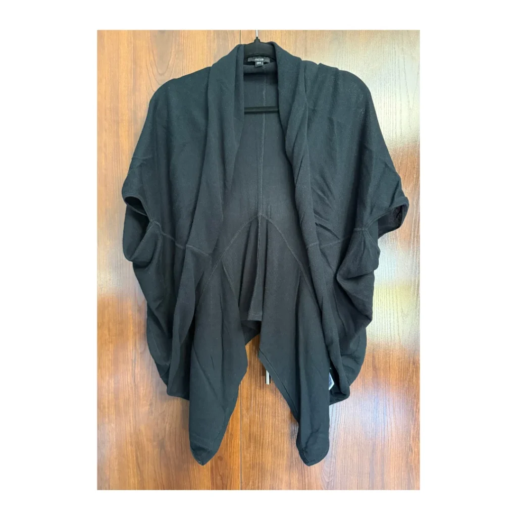Featured image for Jacob draped black cardigan - open shawl style light jacket for layering