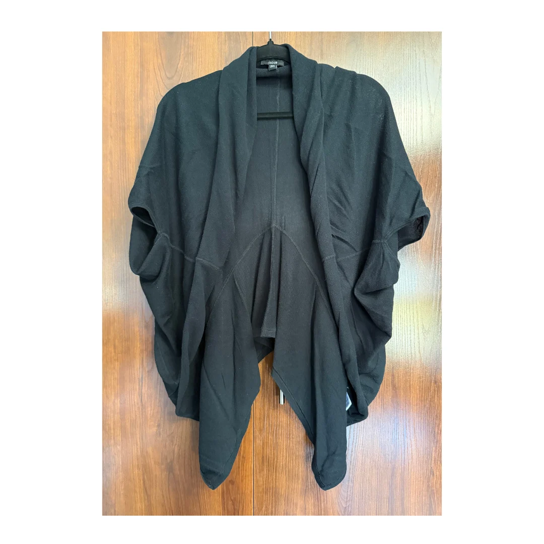 Jacob draped black cardigan - open shawl style light jacket for layering Jacob seconde main