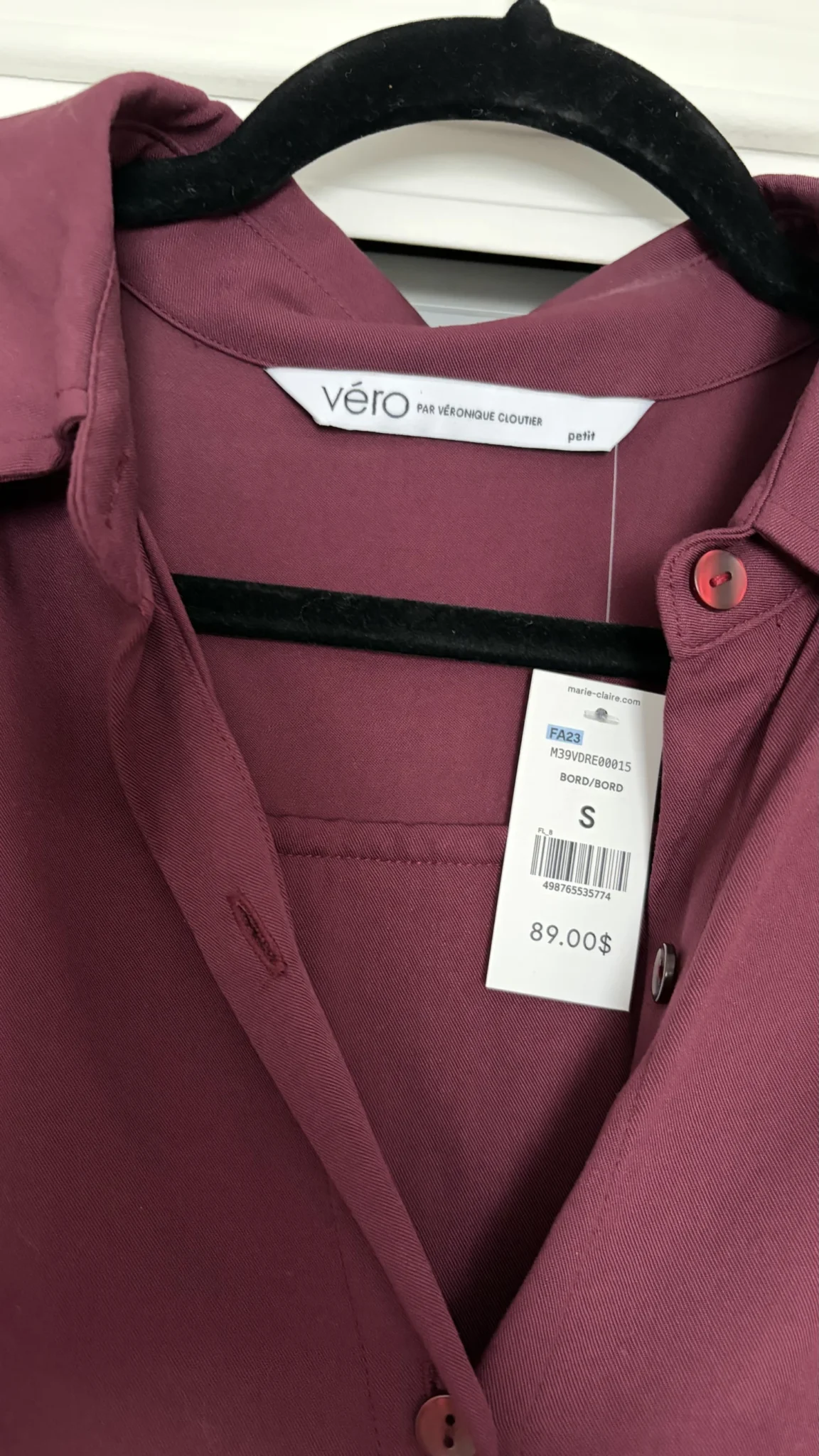 Image for Robe chemise bourgogne