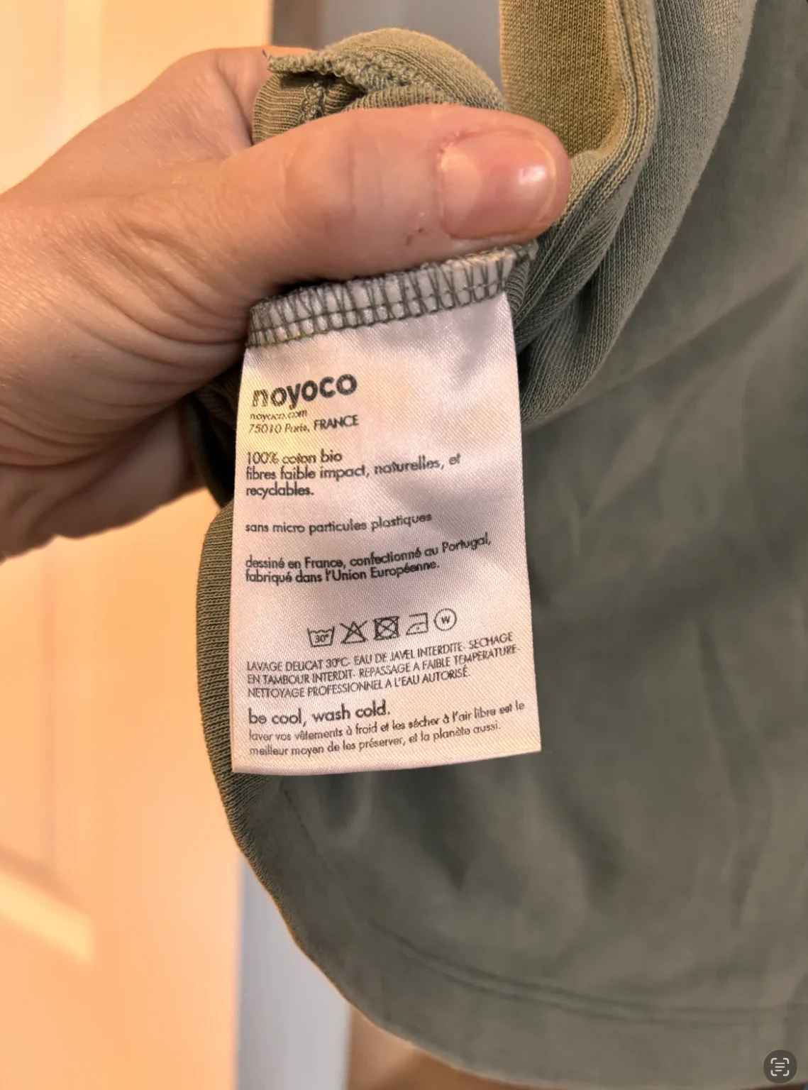 Image for T-shirt kaki Noyoco en coton bio
