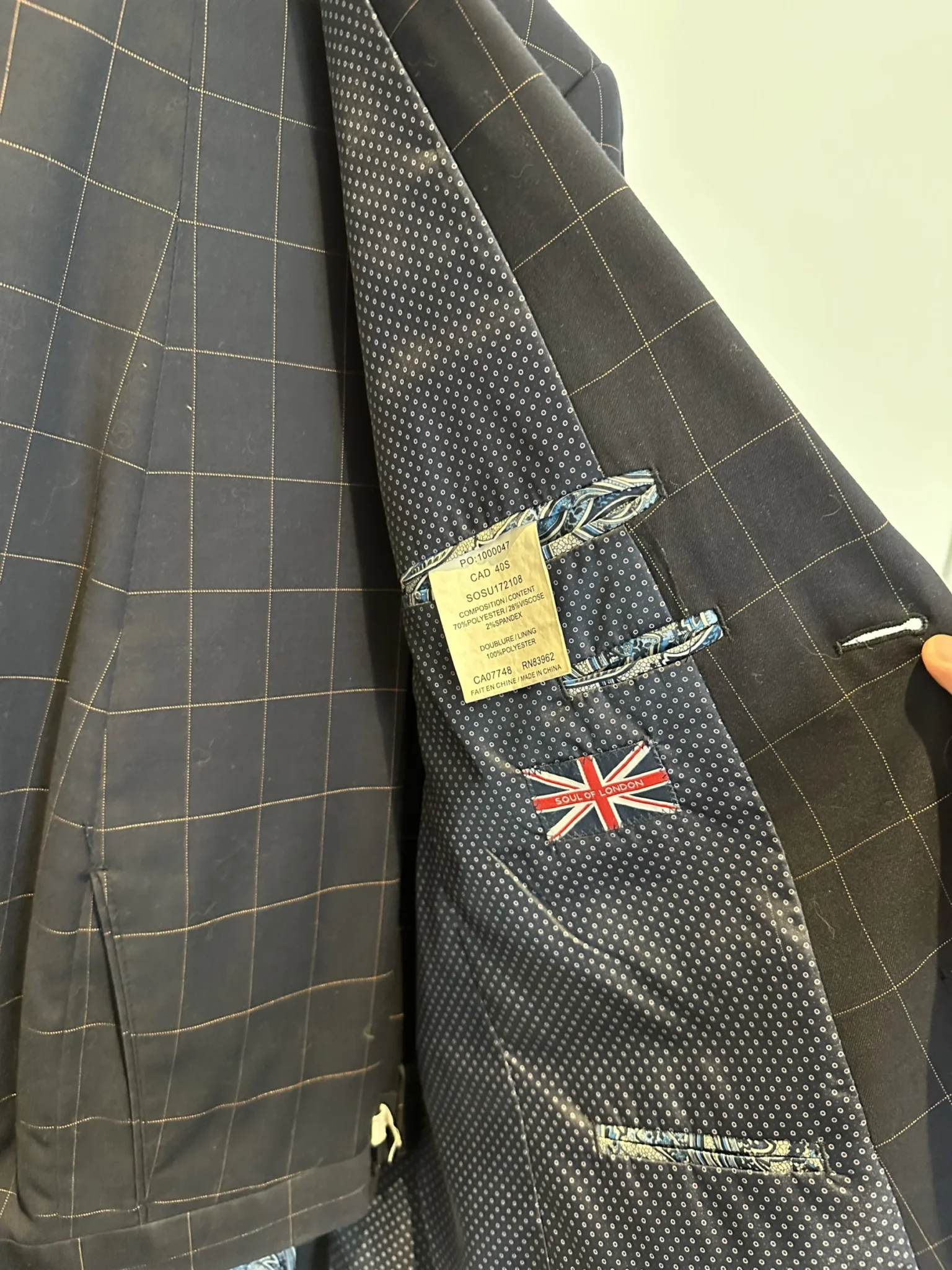 Image for Soul of London blue orange checked suit