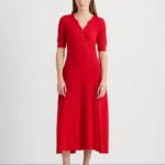 Featured thumbnail for Ralph Lauren red cotton flared maxi dress