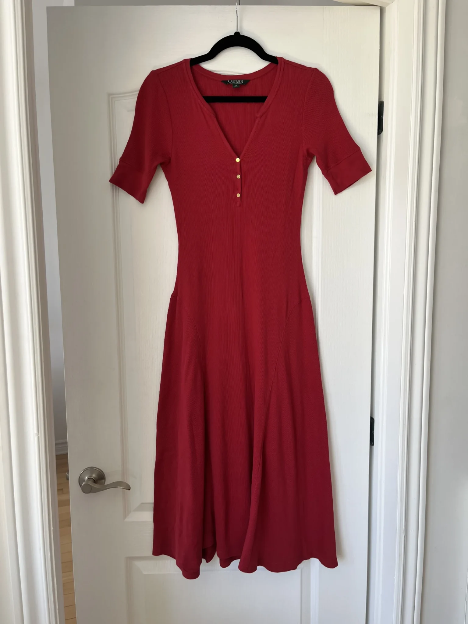 Image for Ralph Lauren red cotton flared maxi dress