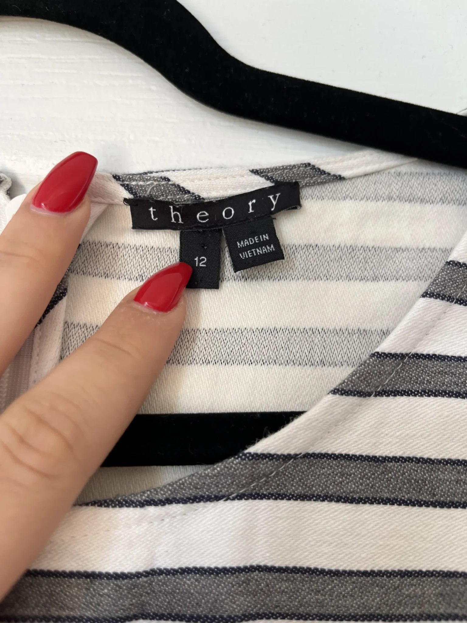 Image for Theory grey and white sailor blouse size 12 (L/XL)