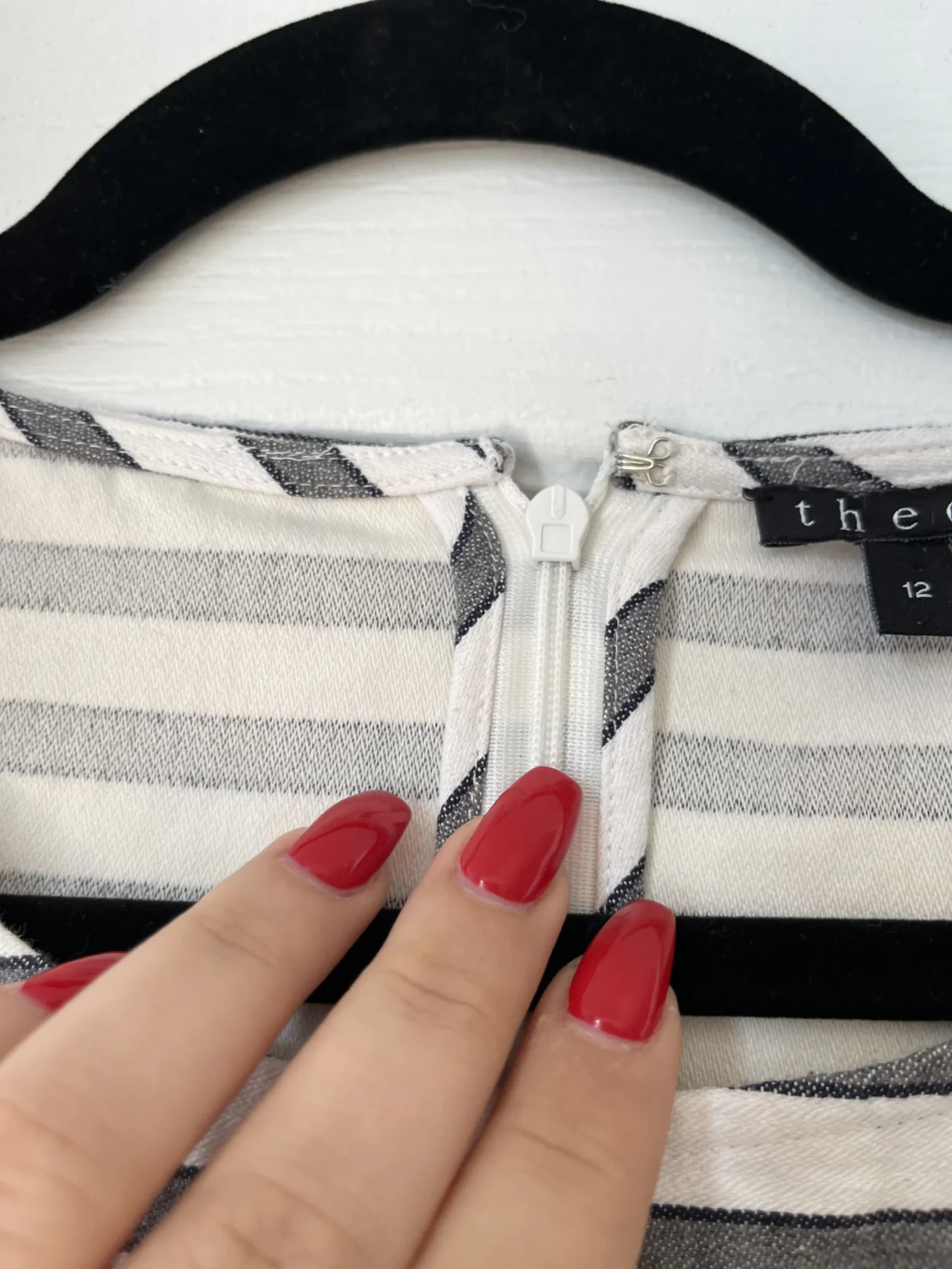Image for Theory grey and white sailor blouse size 12 (L/XL)