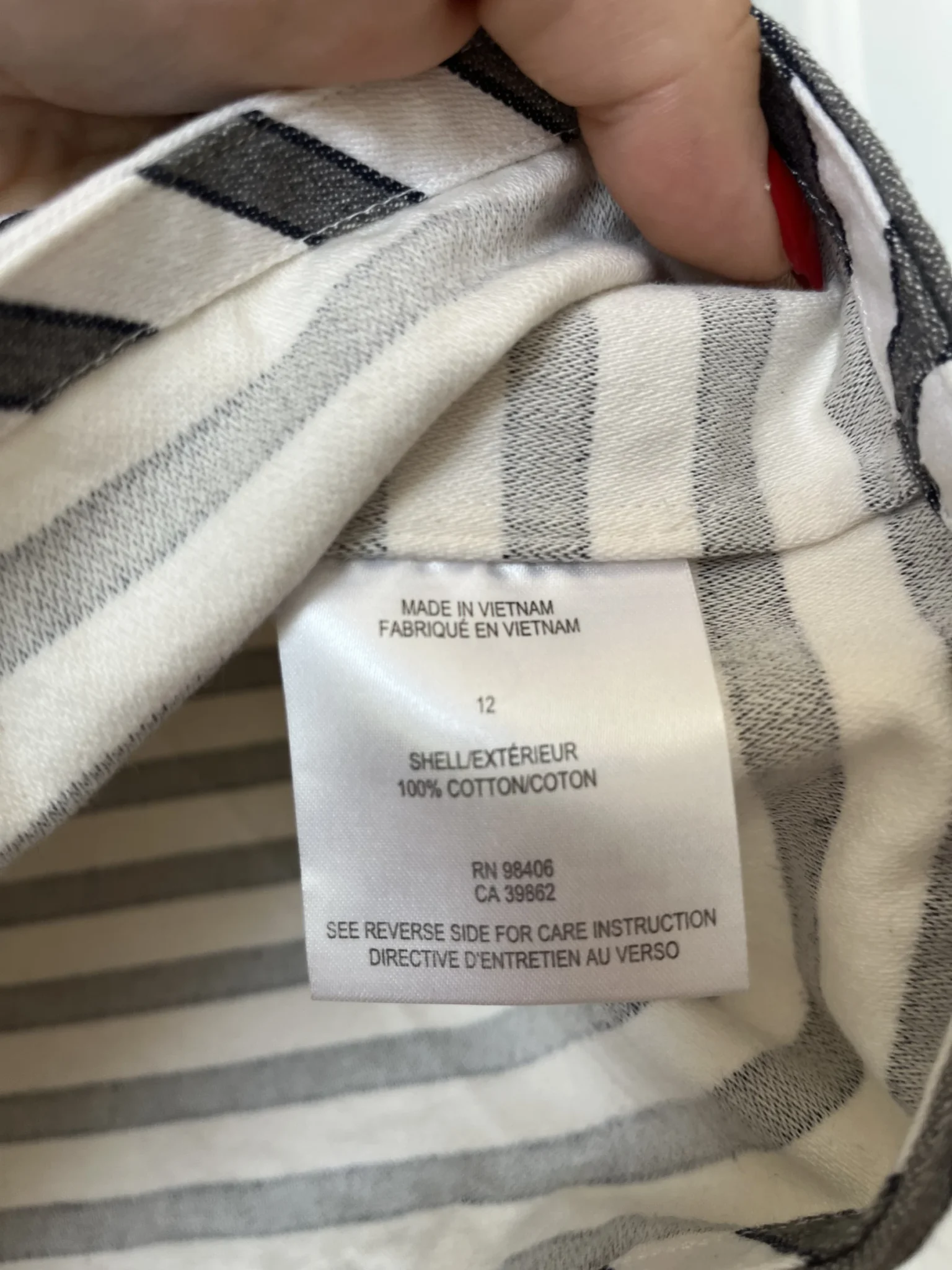 Image for Theory grey and white sailor blouse size 12 (L/XL)