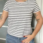 Thumbnail for Theory grey and white sailor blouse size 12 (L/XL)