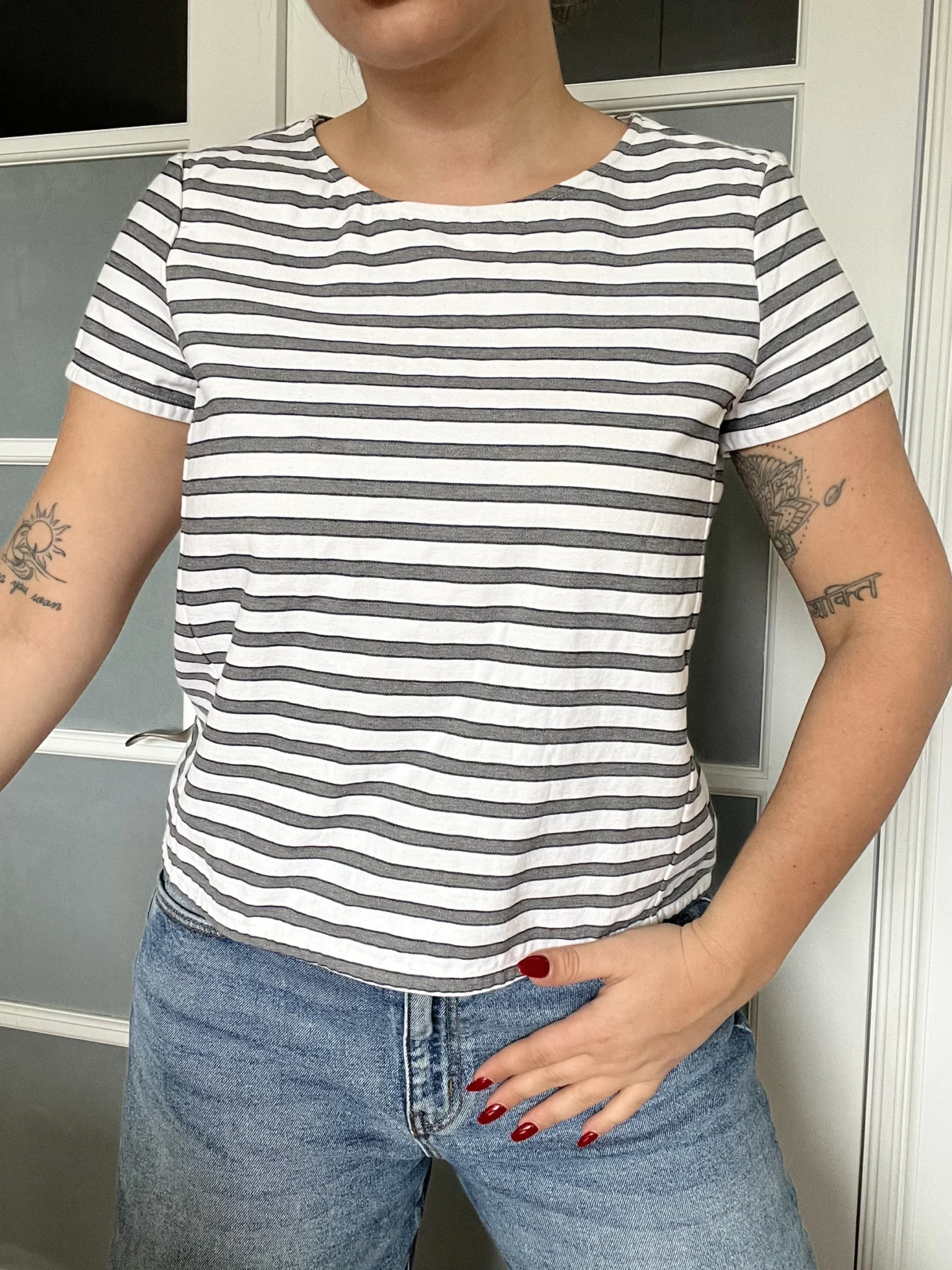 Image for Theory grey and white sailor blouse size 12 (L/XL)