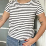 Thumbnail for Theory grey and white sailor blouse size 12 (L/XL)