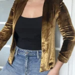 Thumbnail for Women's Filippa K jacket size S gold velvet