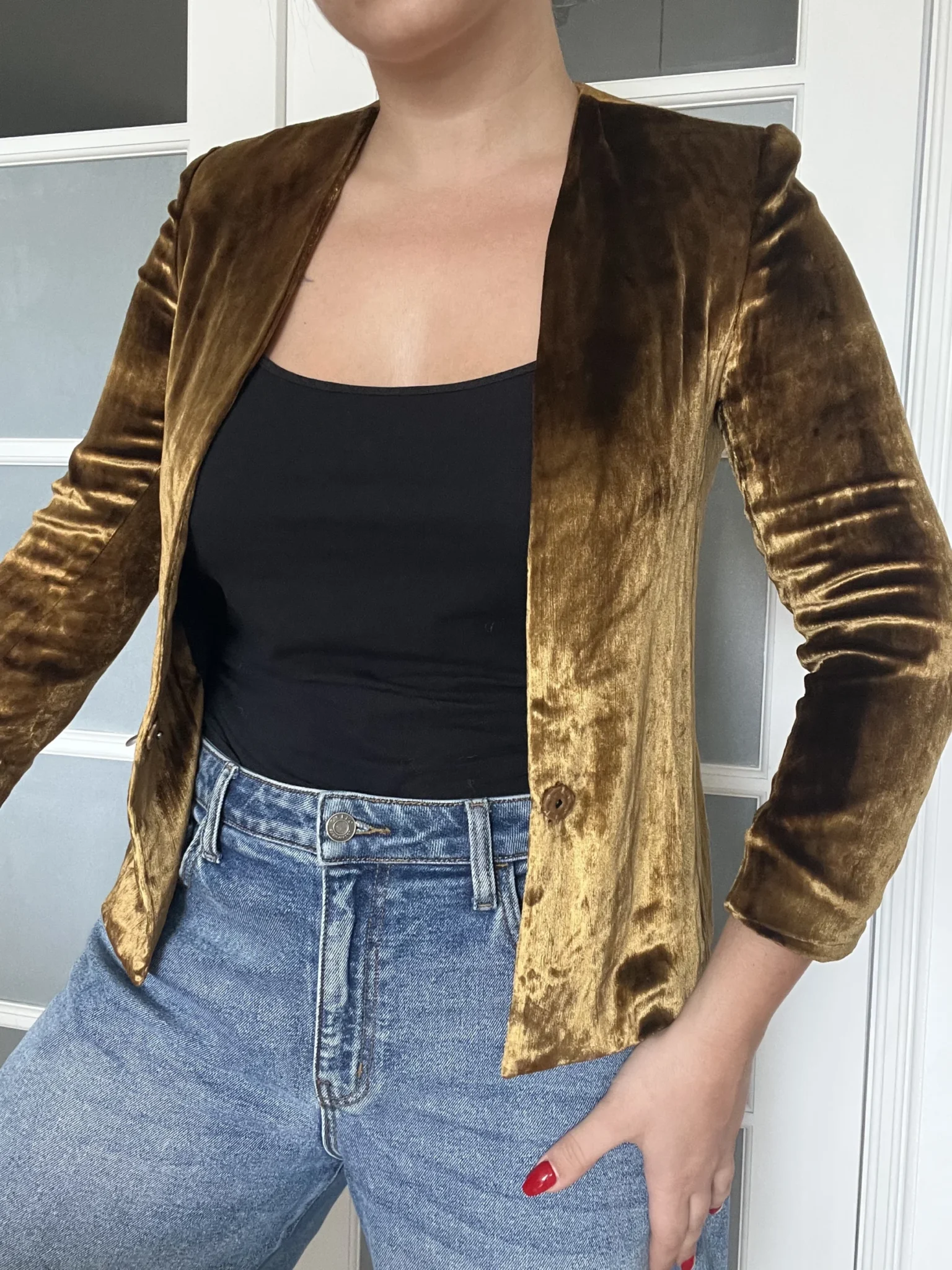 Image for Women's Filippa K jacket size S gold velvet