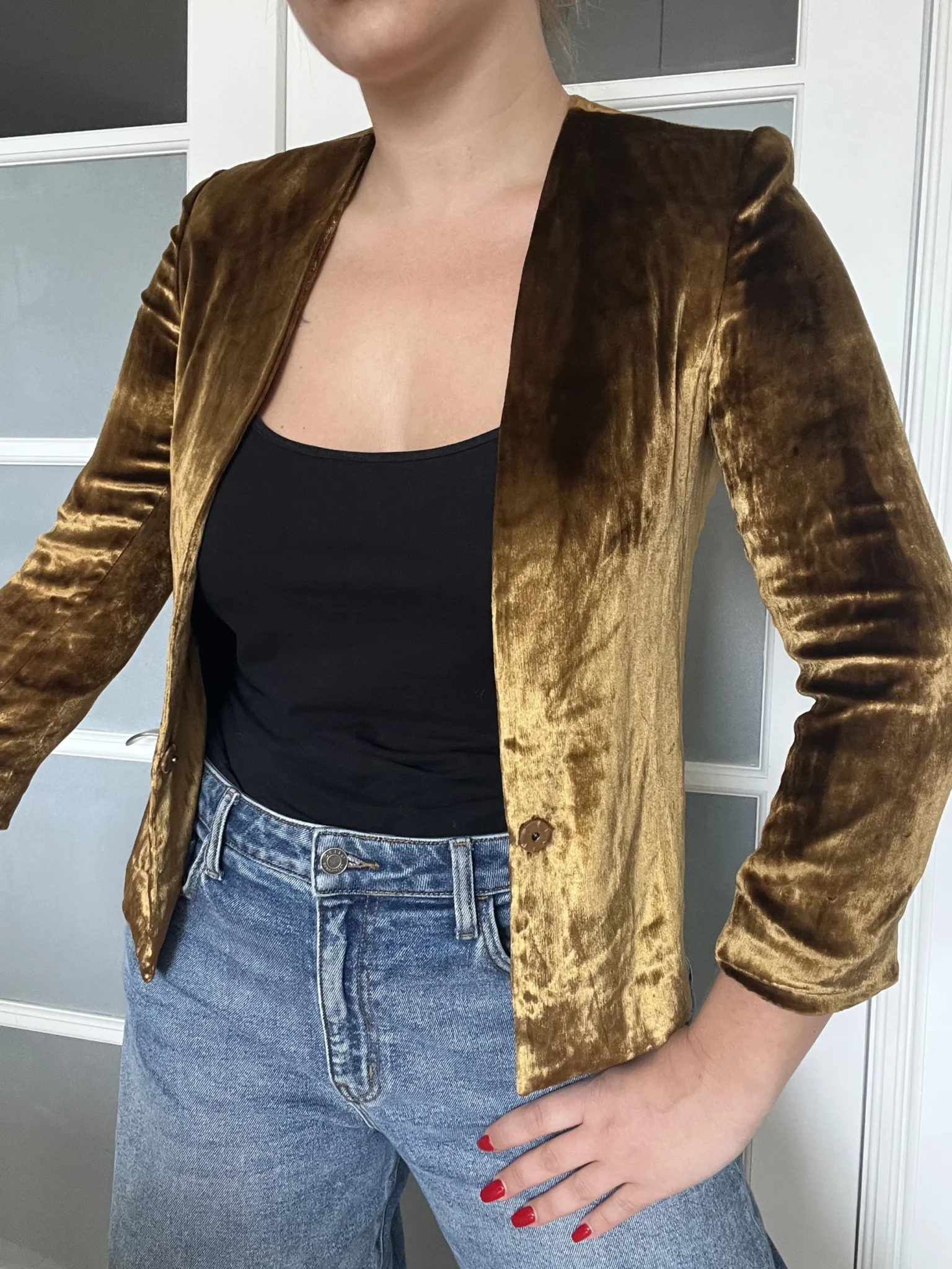 Image for Women's Filippa K jacket size S gold velvet