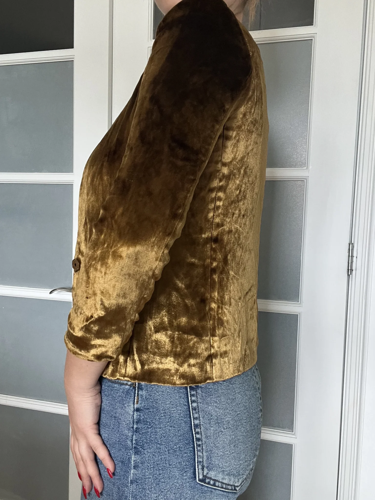 Image for Women's Filippa K jacket size S gold velvet
