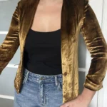 Thumbnail for Women's Filippa K jacket size S gold velvet