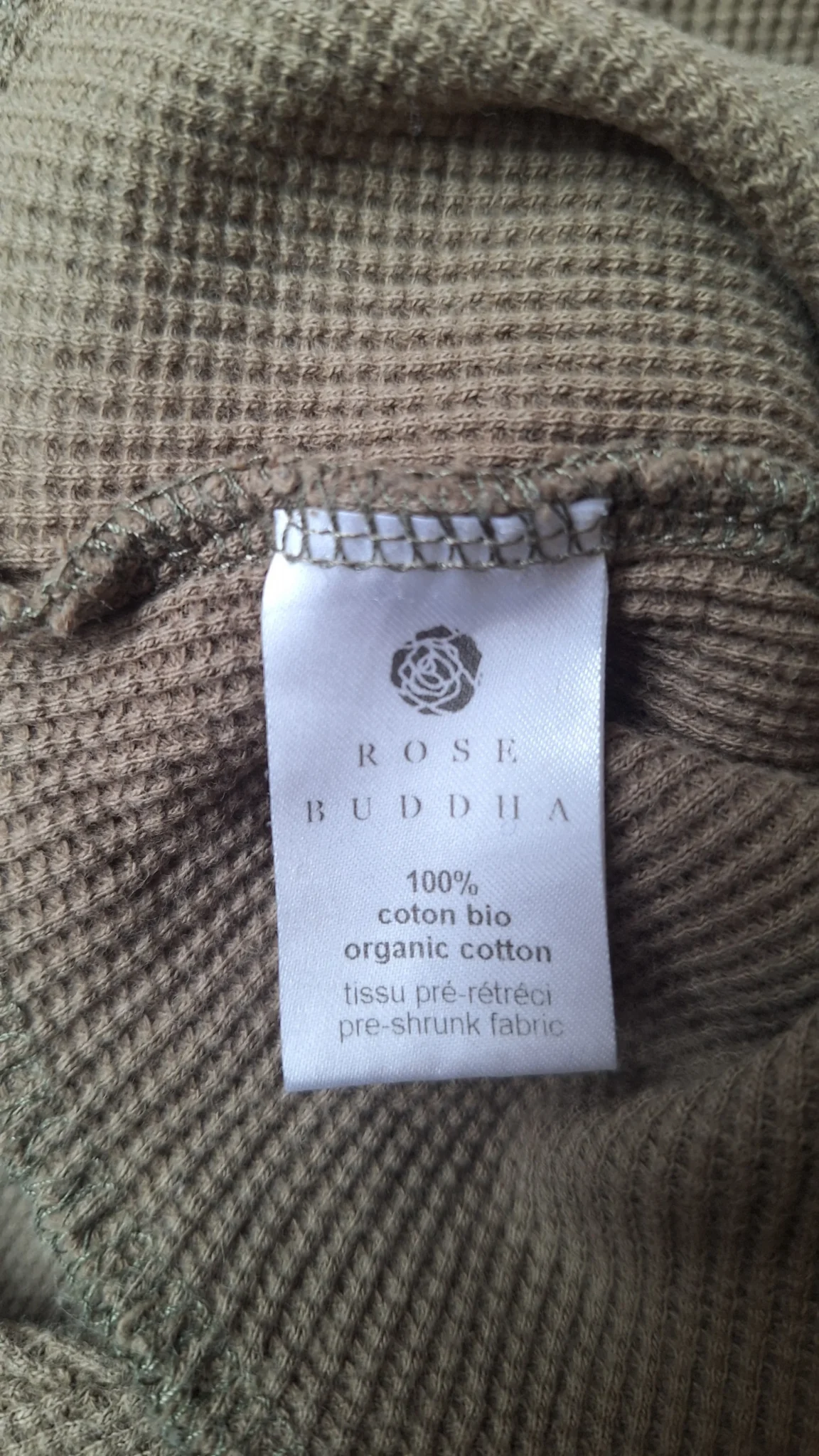 Image for Chandail relax kaki Rose Buddha gauffré