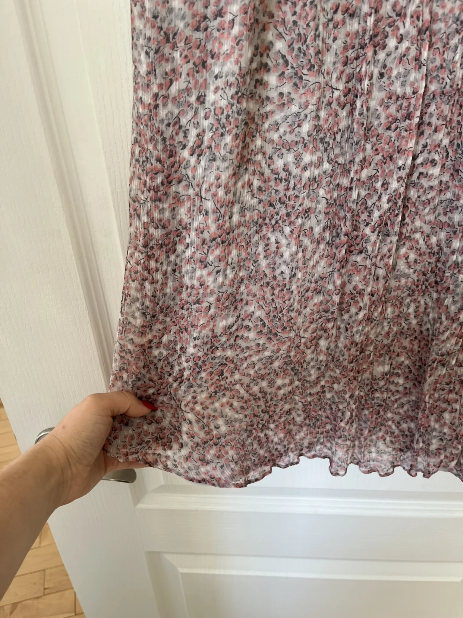 Image for Pink floral and grey dress size 40 silk by Comptoir des Cotonniers