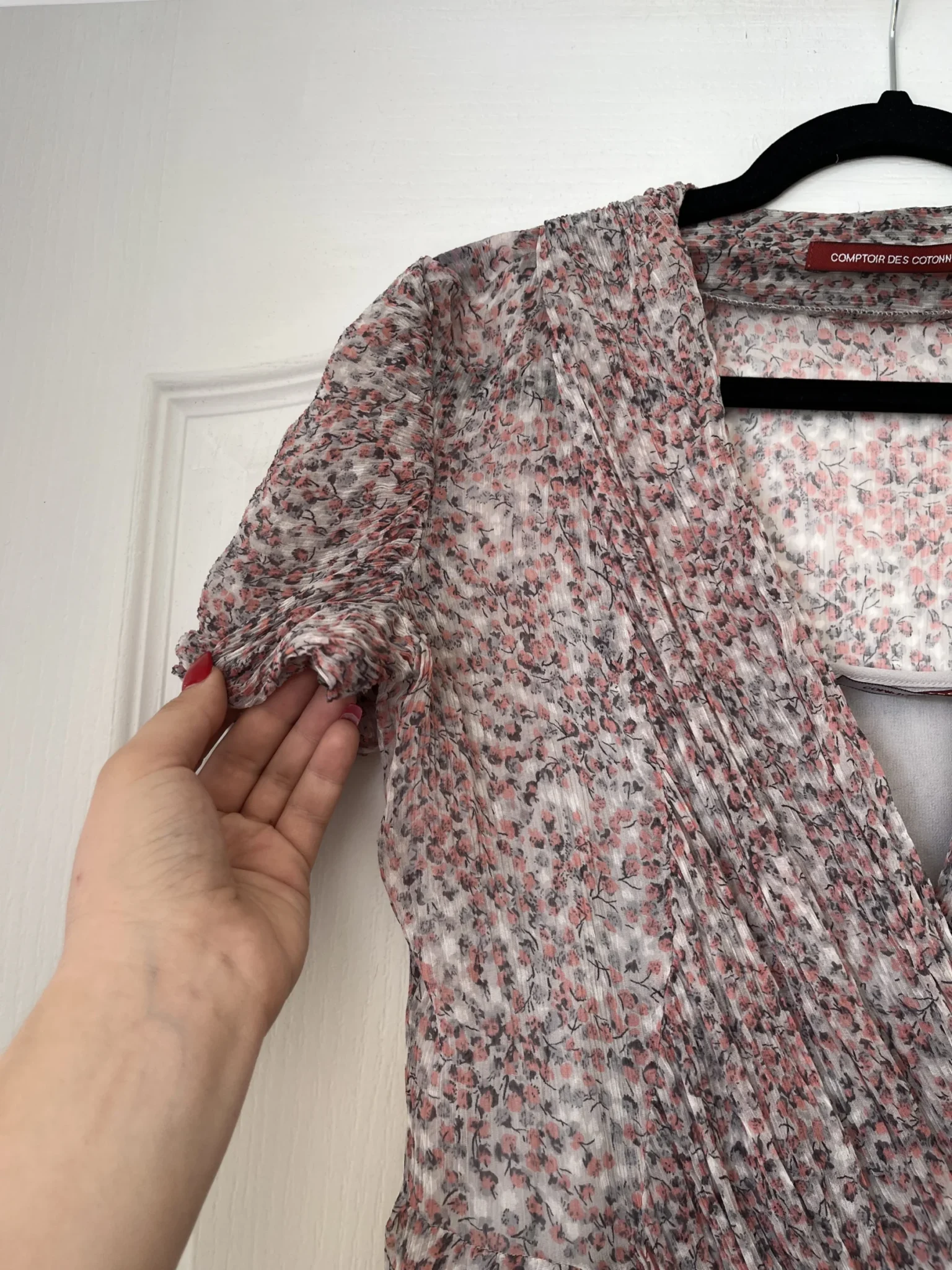 Image for Pink floral and grey dress size 40 silk by Comptoir des Cotonniers