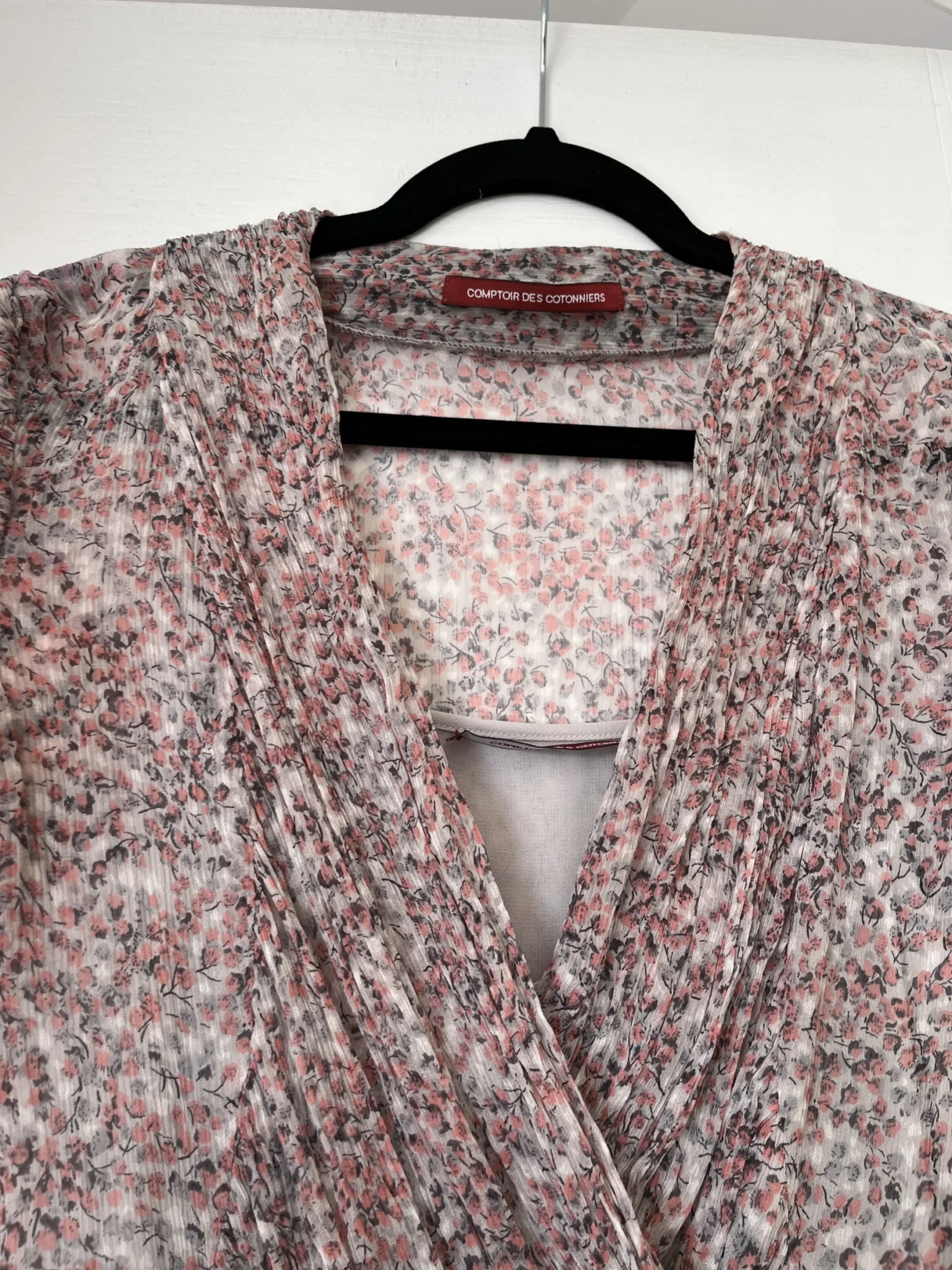 Image for Pink floral and grey dress size 40 silk by Comptoir des Cotonniers