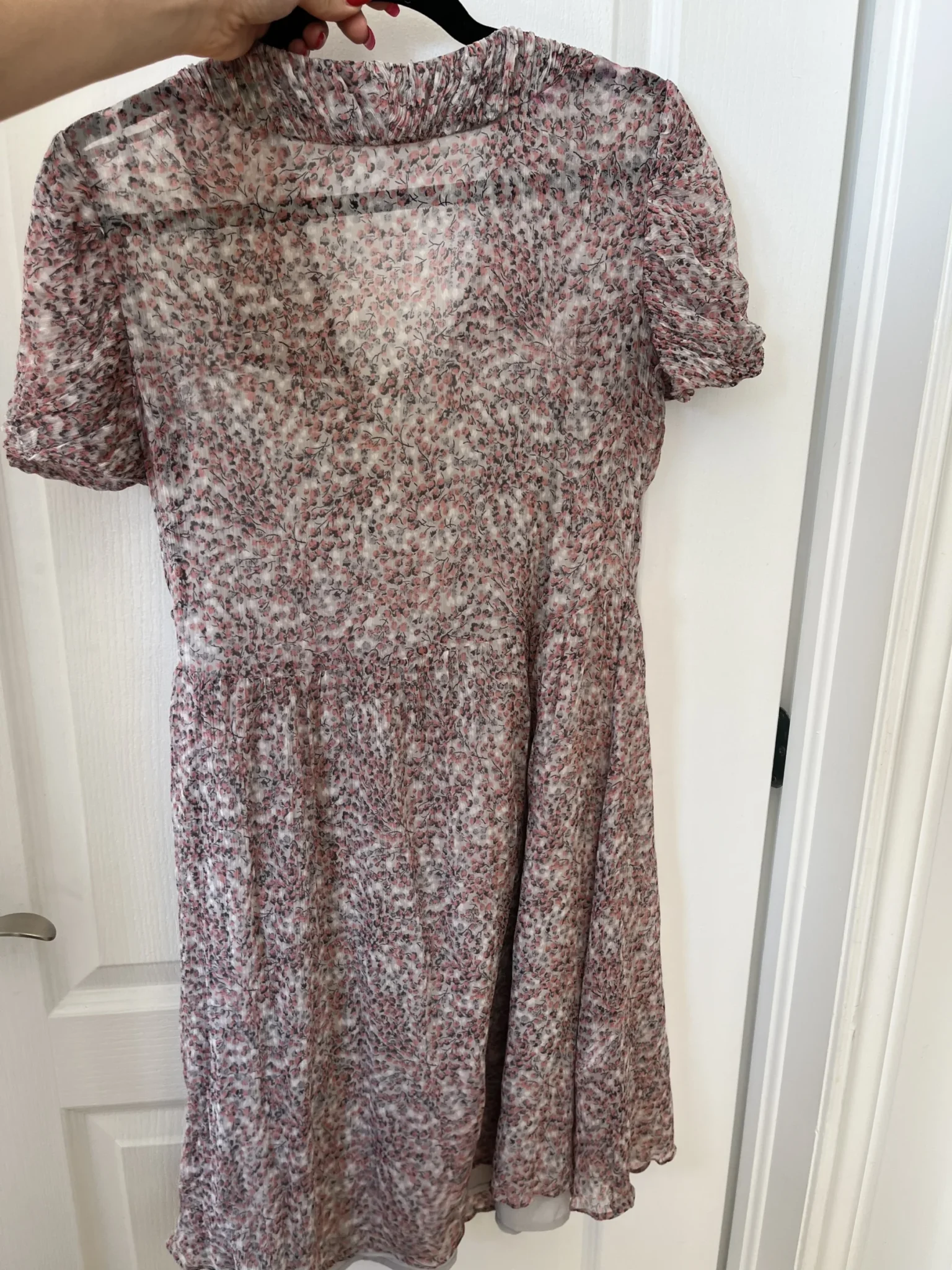 Image for Pink floral and grey dress size 40 silk by Comptoir des Cotonniers