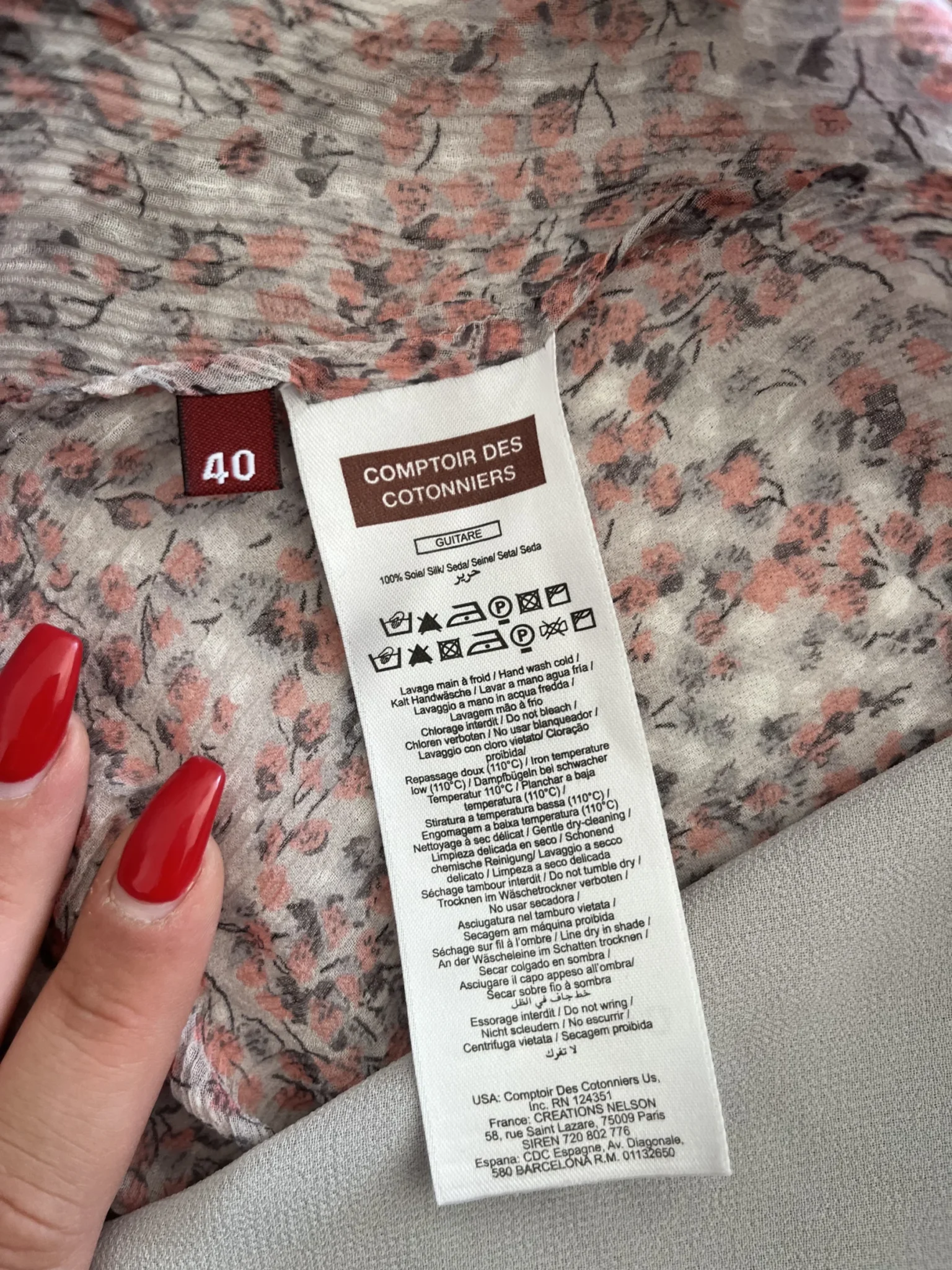 Image for Pink floral and grey dress size 40 silk by Comptoir des Cotonniers