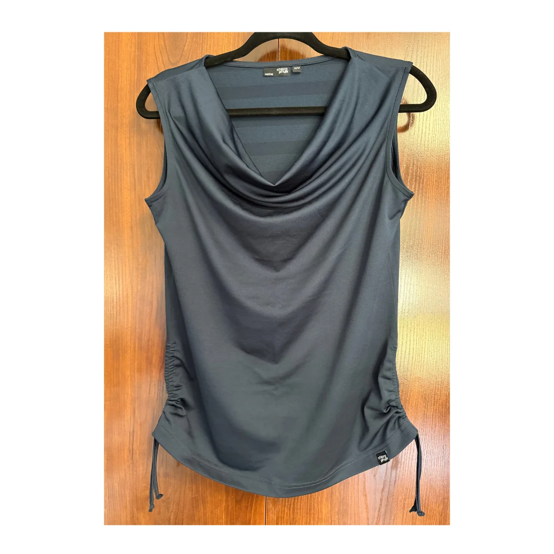 Chlorophylle navy sleeveless top - adjustable draped sports top size M hiking/traveling Chlorophylle seconde main