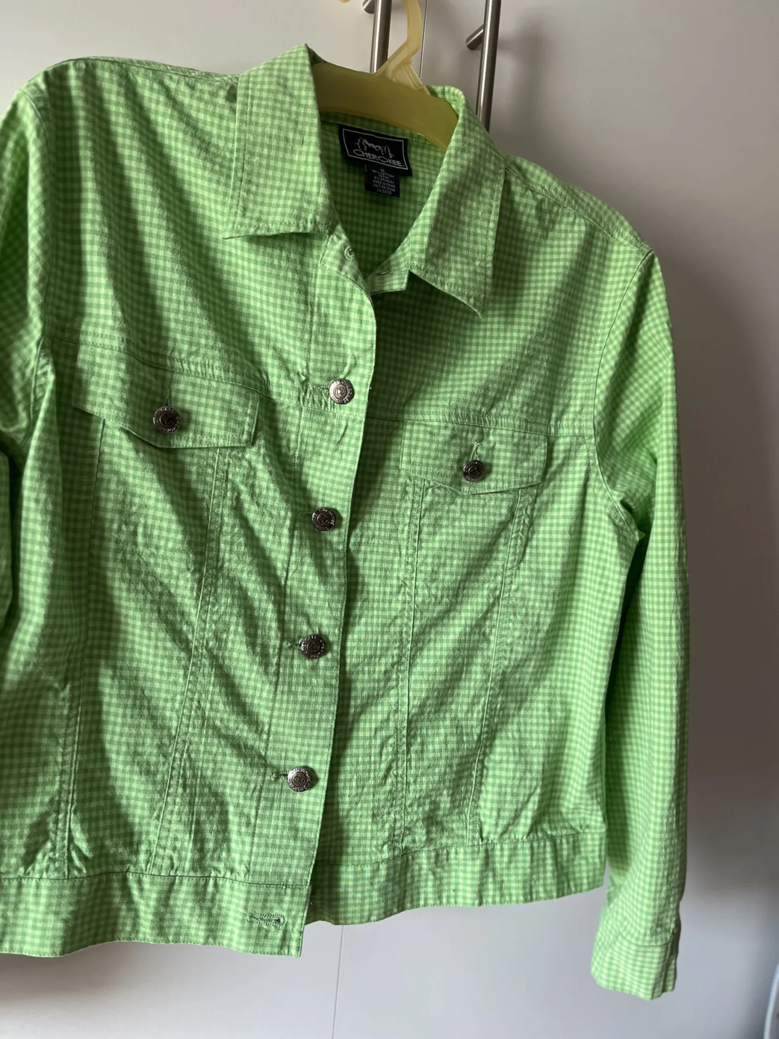 Image for Vintage lime green checked jacket - 95% cotton