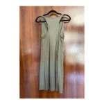 Thumbnail for Lolë khaki green sleeveless dress - comfortable draped neck midi dress size M