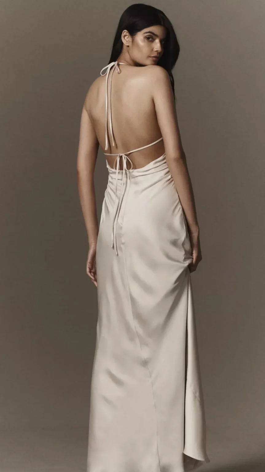 Image for Satin maxi dress - champagne beige - BHLDN