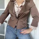 Thumbnail for Max Mara brown jacket size 10 satin