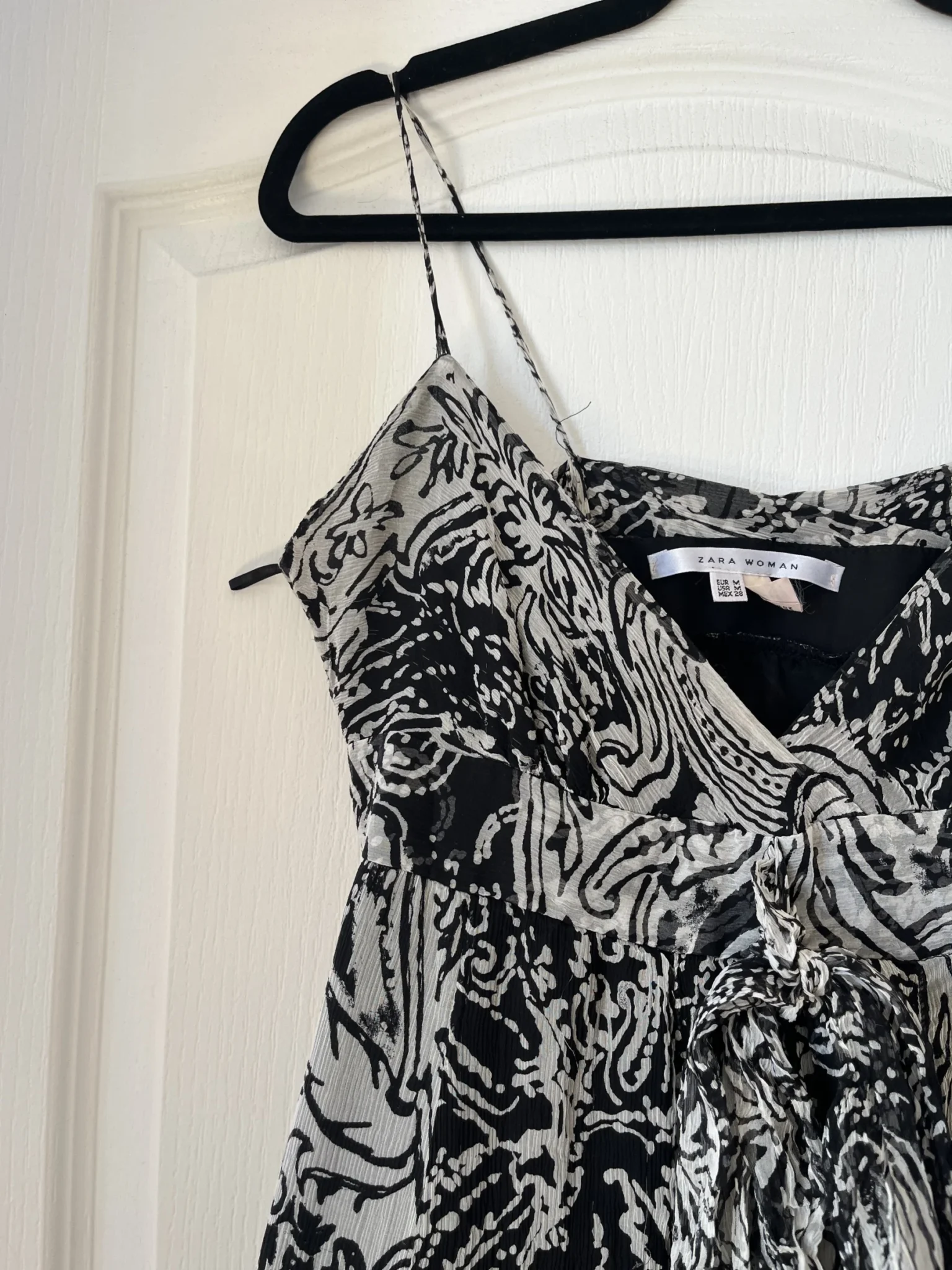 Image for Zara black and white silk patterned dress size M