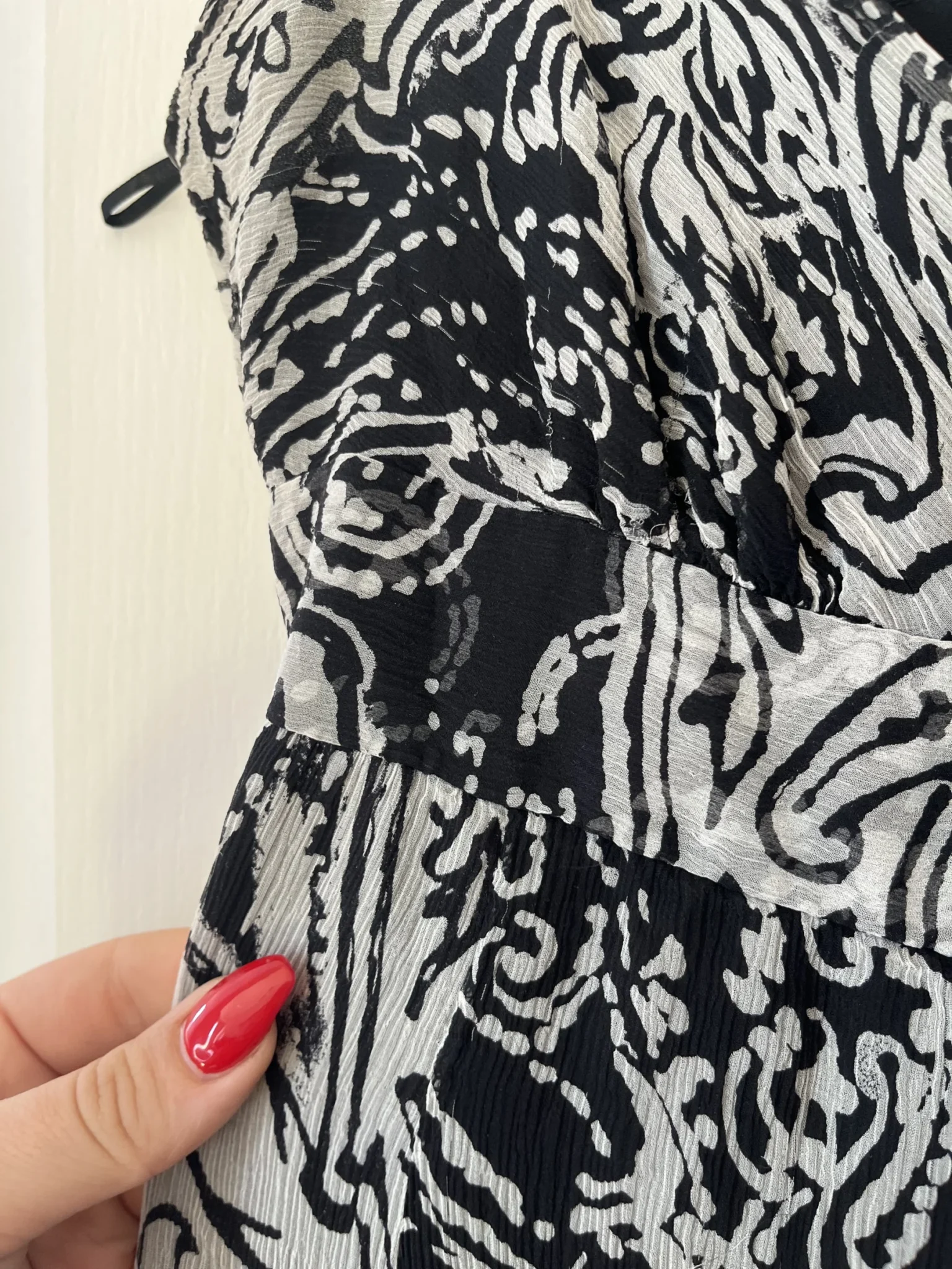 Image for Zara black and white silk patterned dress size M