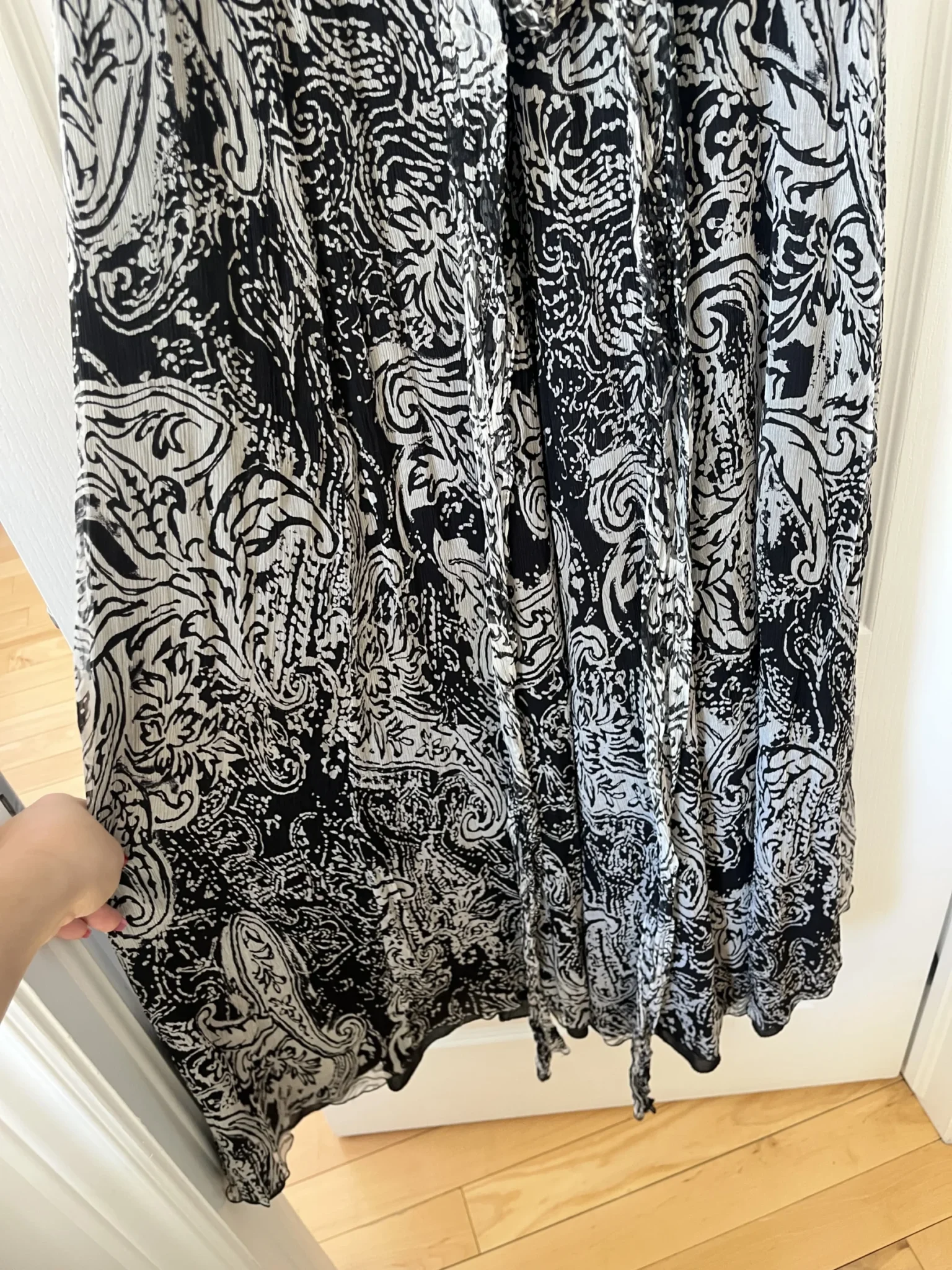 Image for Zara black and white silk patterned dress size M